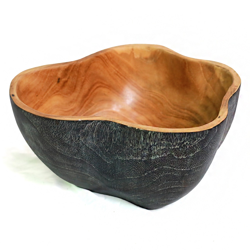 Palmenholz-Schale mit dekorativem Wellenrand, Ø 25 cm