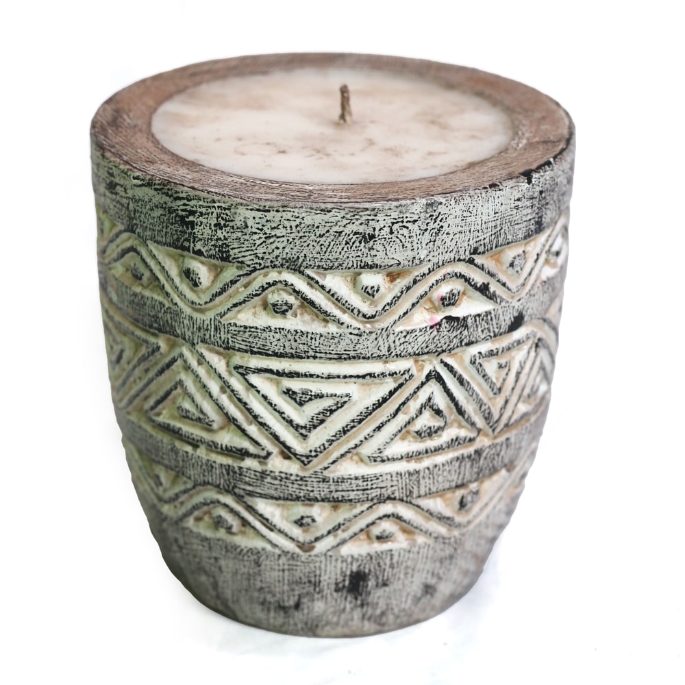 Candra Holzkerze aus Albesia-Holz, white-wash, 20 × 20 cm