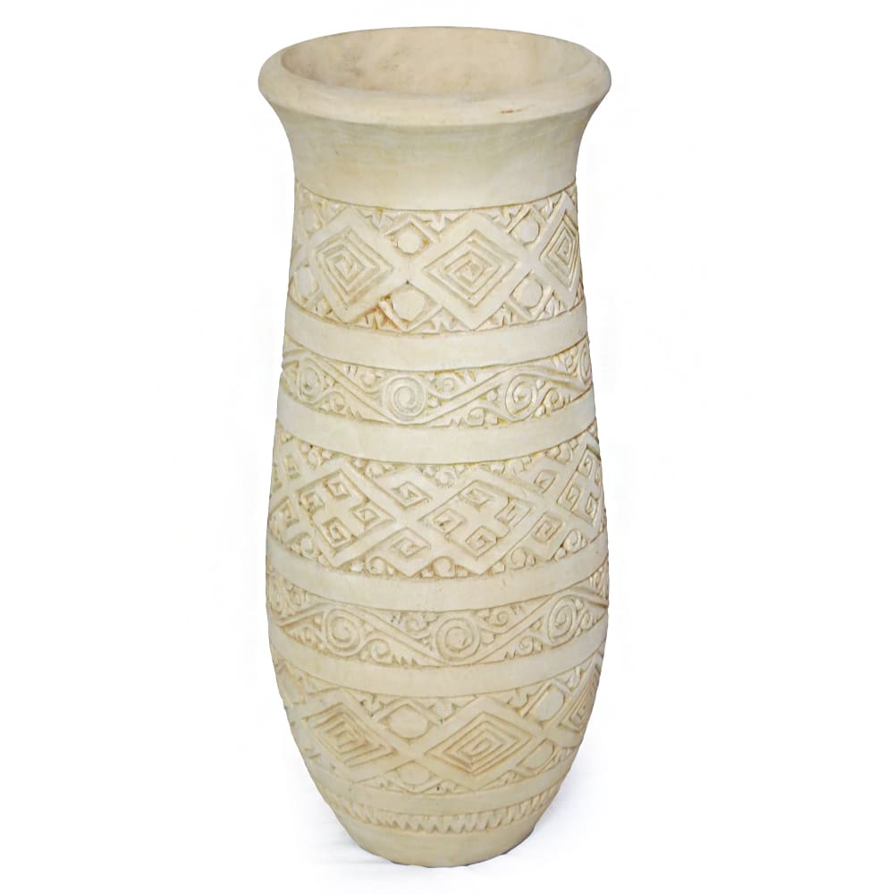 Handgeschnitzte Vase in Beige, 70 cm hoch