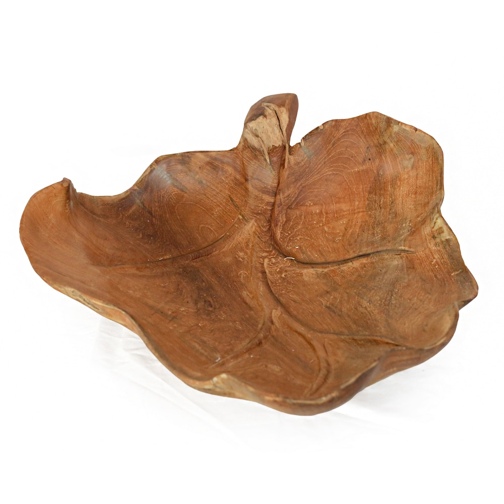 Teakholzschale in Blattform, ca. 40 x 35-40 cm