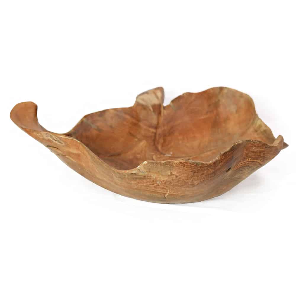 Teakholzschale in Blattform, ca. 35 x 30-32 cm