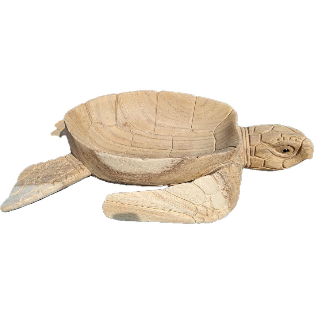 Handgefertigte Wasserschildkröte aus Suar Holz, 40 cm, als dekorative Schale