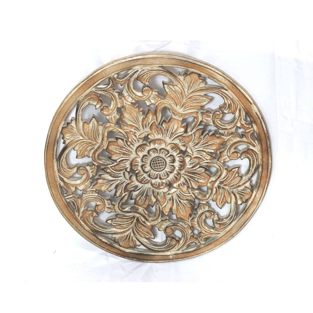 Blumiges Wandrelief, 50 cm, weiß gewaschen