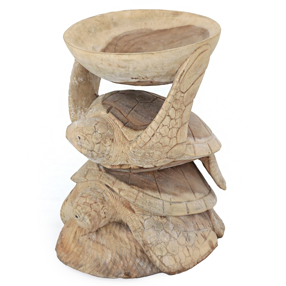 Große Allzweck-Schale auf geschnitzten Schildkröten, naturbelassen