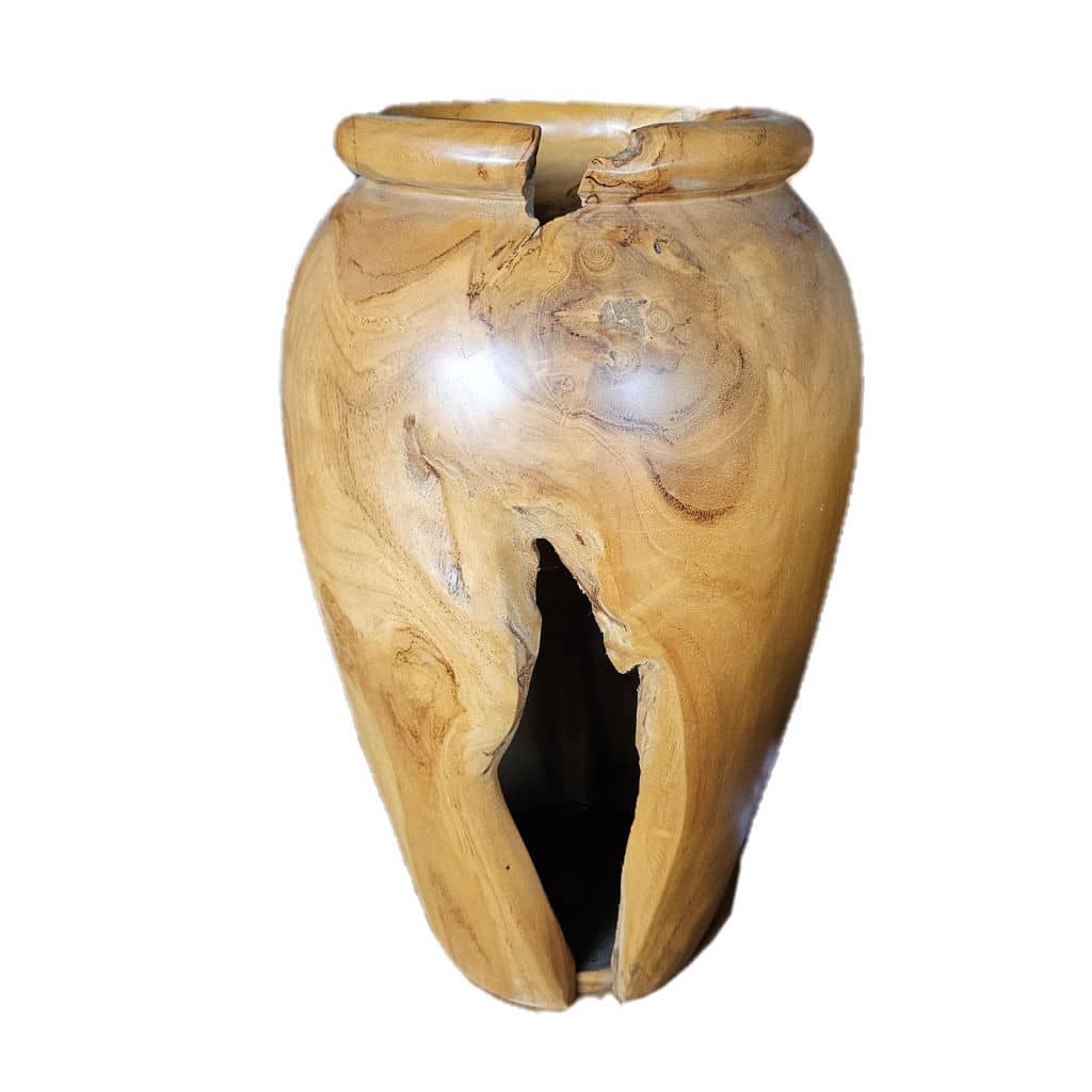 Dekorative Teakholz-Vase, 50 cm – Handgefertigtes Unikat