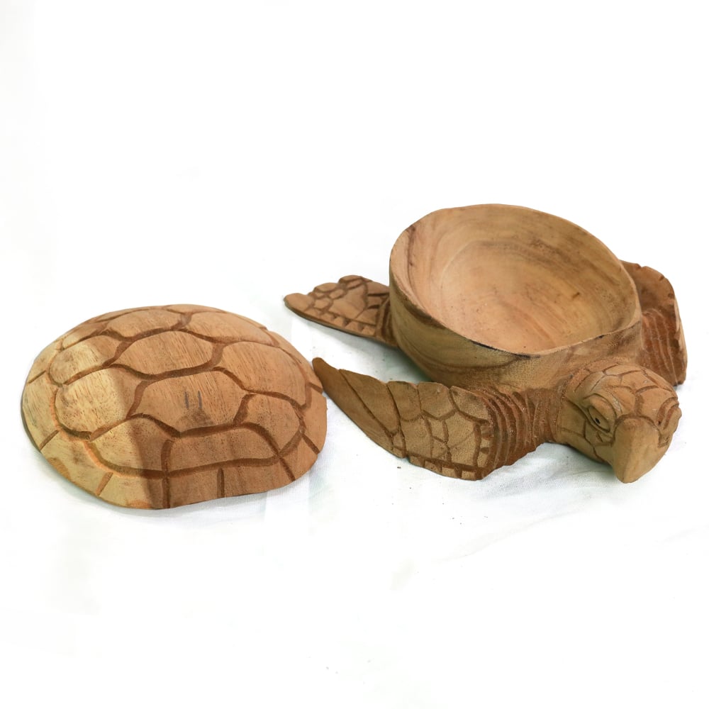 Handgeschnitzte Schildkröten-Schale mit Deckel, 20 cm