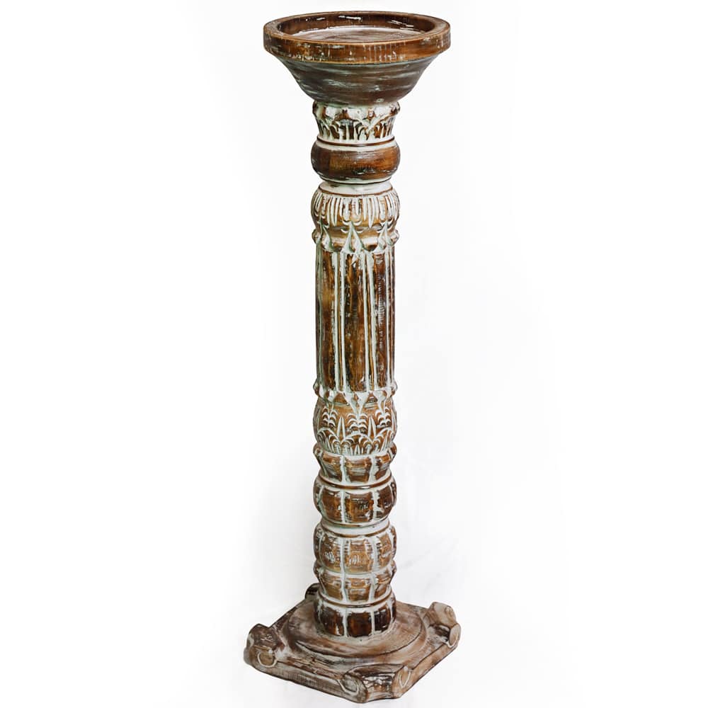 Blumenständer mit balinesischem Design, dunkelbraun, 77 cm