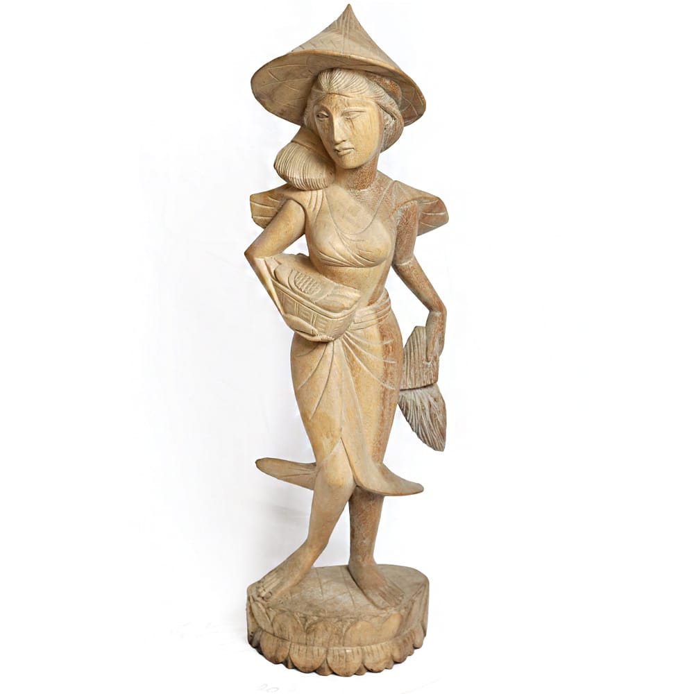 Ayun Figur „Reisbäuerin“ – kunstvoll handgeschnitzte Suarholz-Skulptur