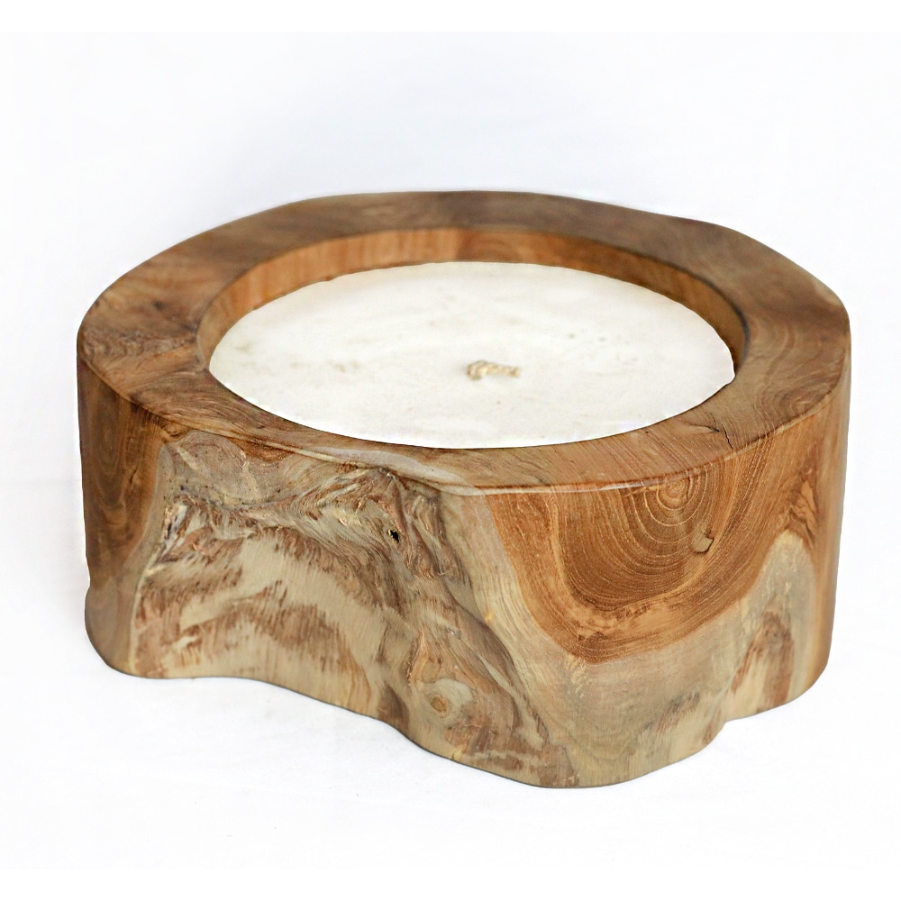 Handgefertigte Kerze im Suar-Holz-Design, verschiedene Größen erhältlich