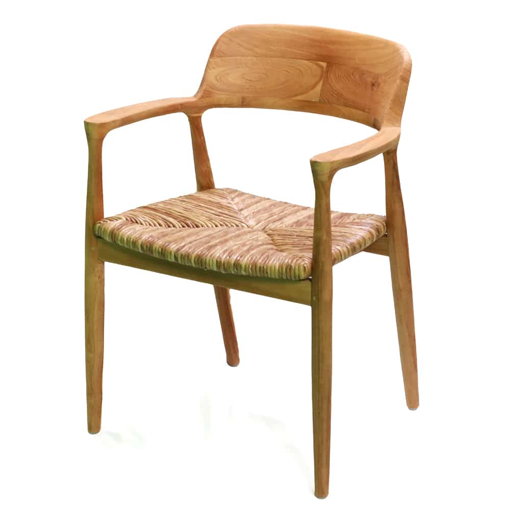 Jalin Stuhl aus Teakholz mit handgeflochtenem Rattan