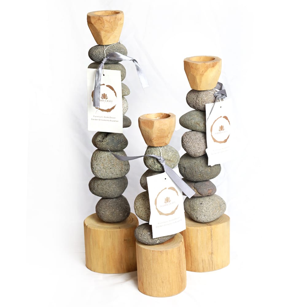 Eleganter Kerzenhalter aus Stein in Grau, ca. 27 cm hoch