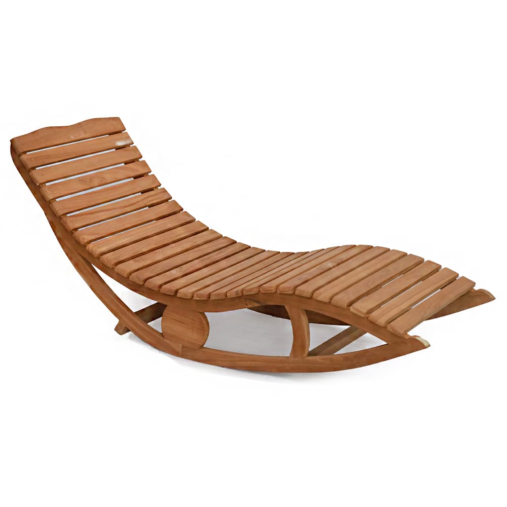 Surya Sonnenliege aus massivem Teakholz mit ergonomischer Wellenform, 150 × 60 × 65 cm