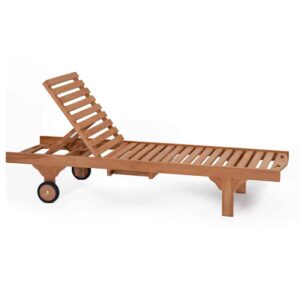 Surya Teakholz-Poolliege mit verstellbarem Kopfteil und Seitentisch