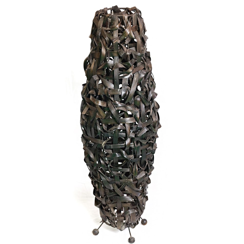 Candra Stehlampe aus handgeflochtenem schwarzem Seegras, 95 cm