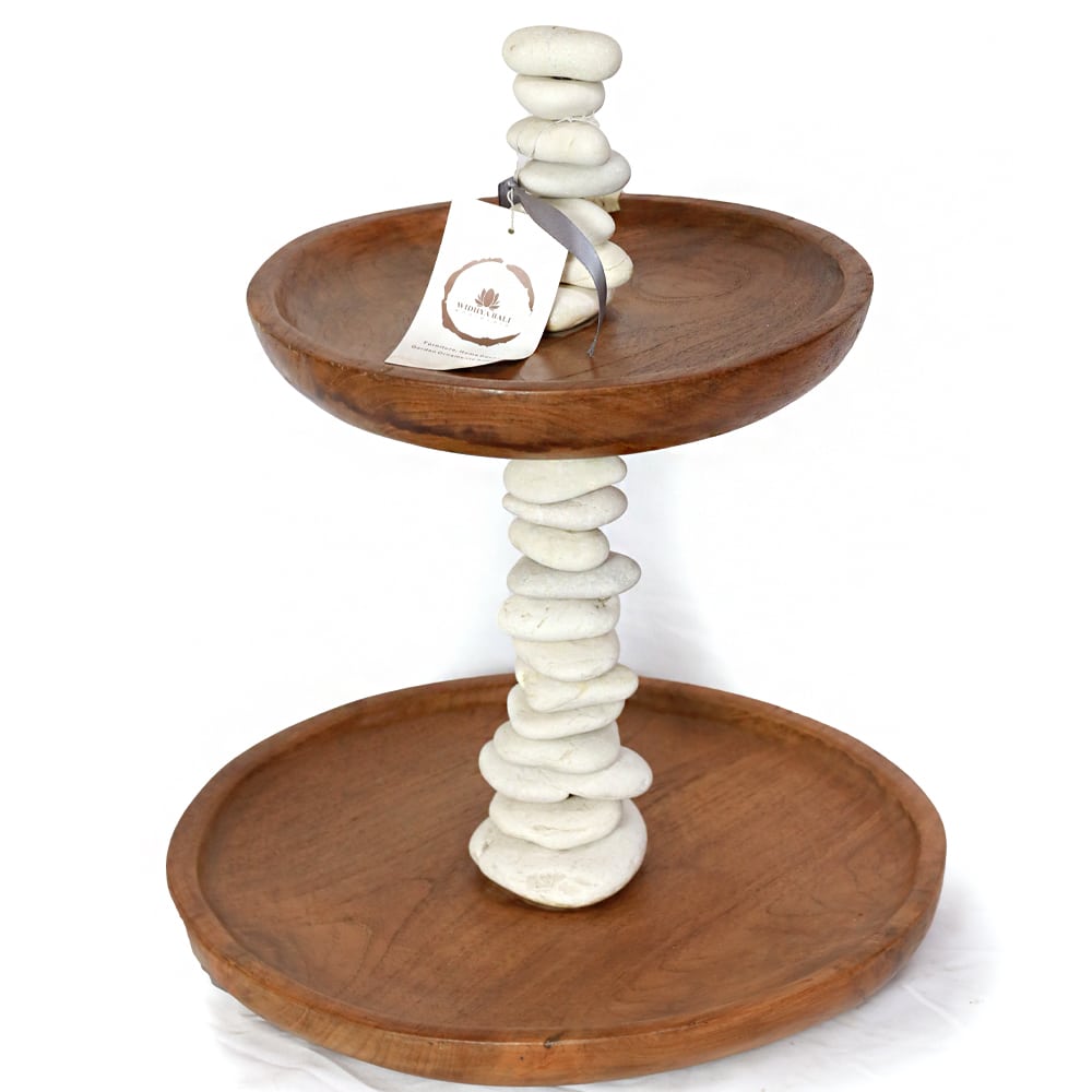 Doppelschale mit Naturstein-Dekor, 2 Ebenen