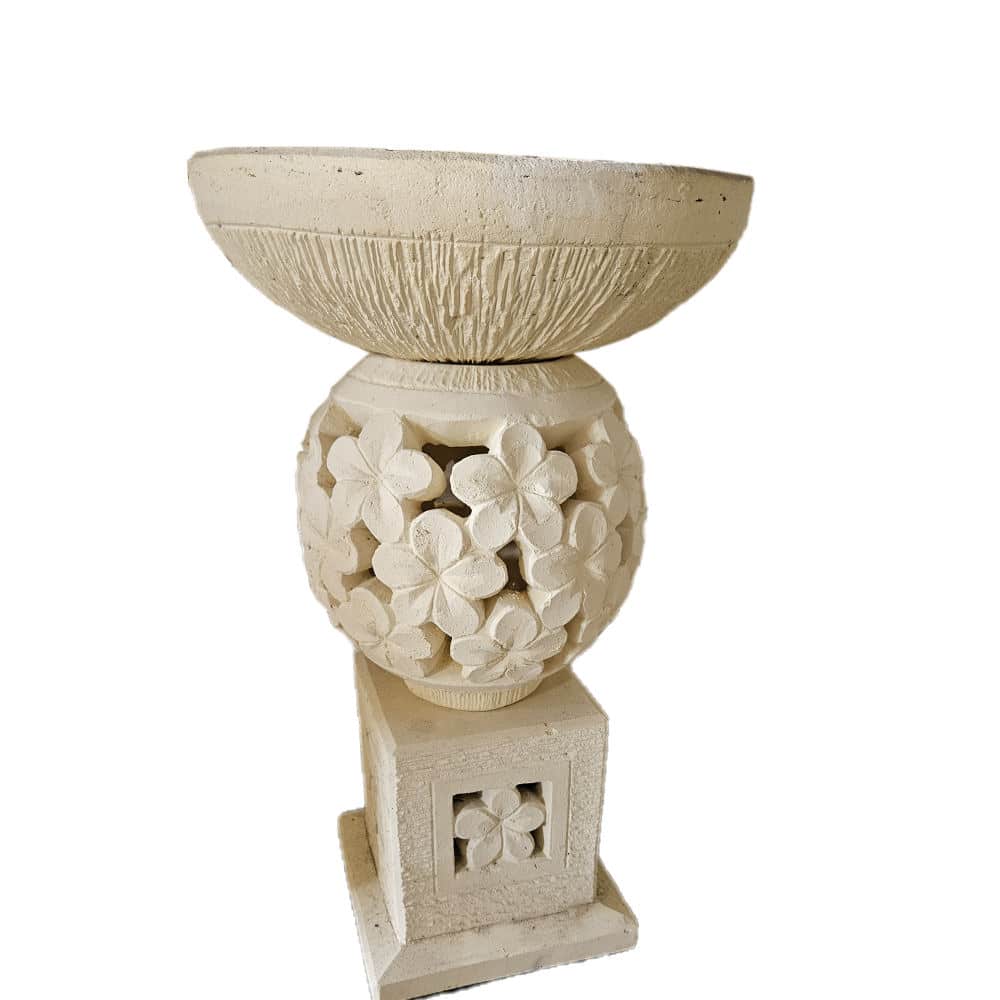 Padang Vogeltränke mit kugelförmigem Frangipani-Sockel, ca. 90 cm Höhe