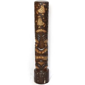 Handgefertigter Totem Aufsteller aus Albesia Holz, 100 cm, natur