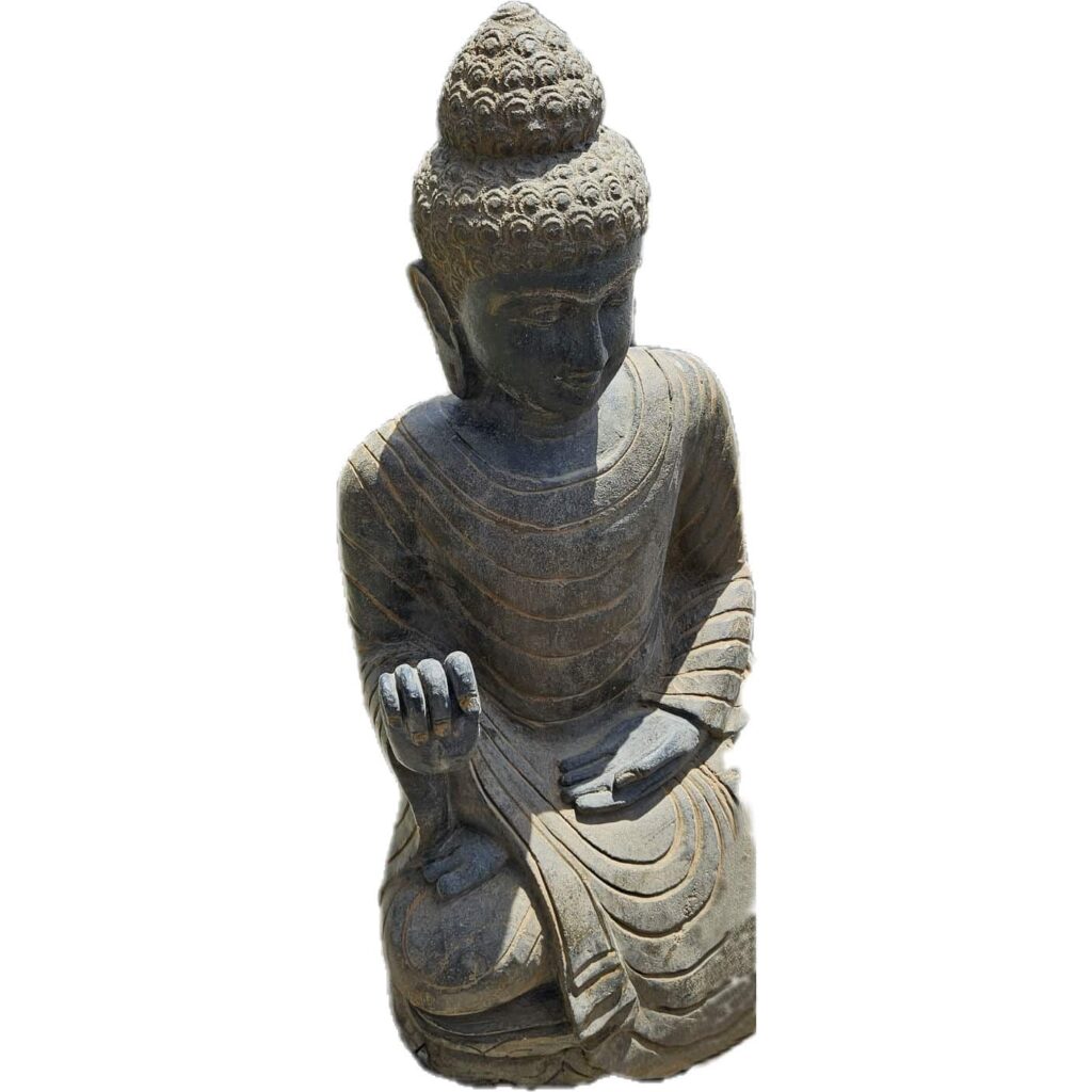 Sitting Buddha with Raised Hand made of Riverstone, approx. 100 cm