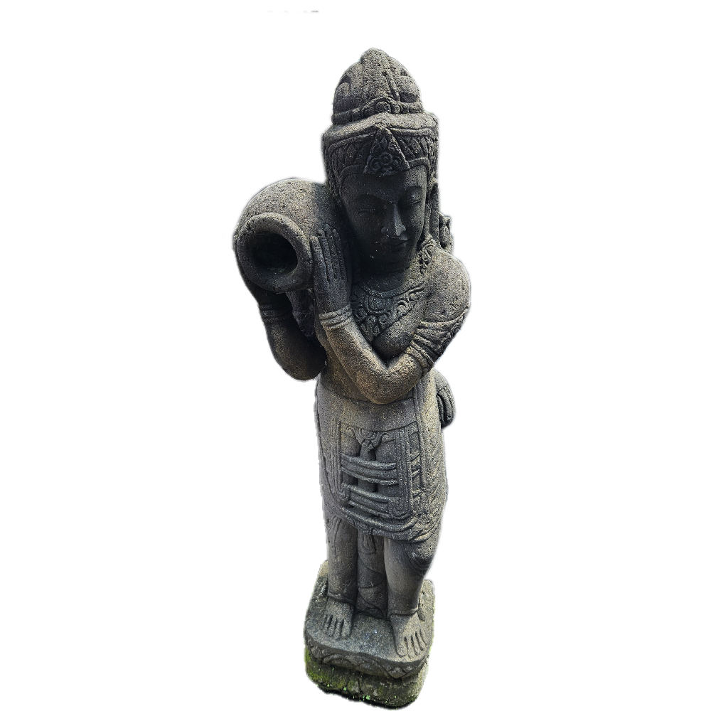 Wasserspender Frau mit Krug aus Riverstone, 80 cm