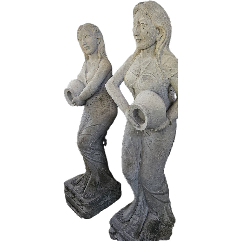 Sandstone Sculpture Girl with Water Jug, 120 cm