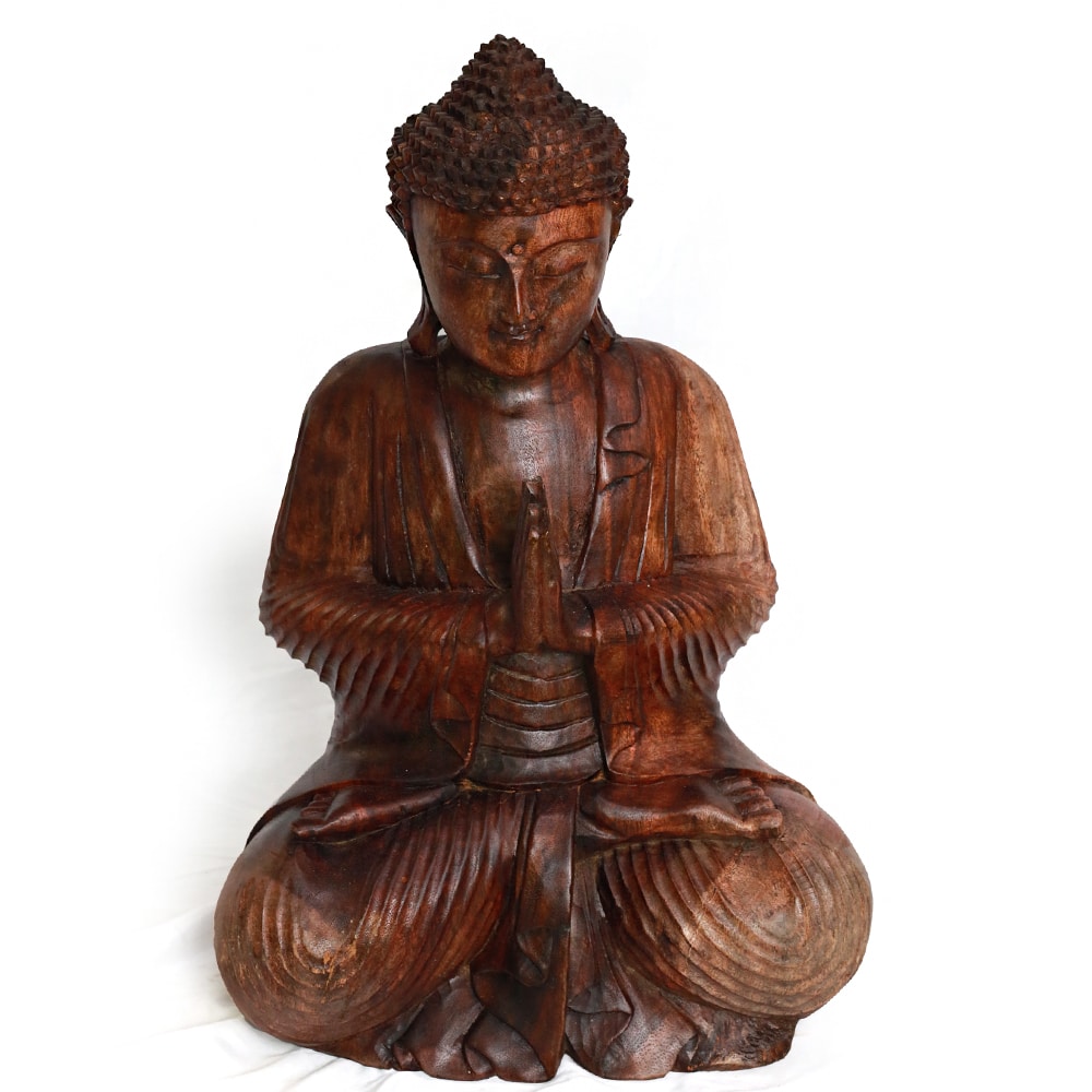 Sinar Buddha made of Suar Wood, 65 cm – Anjali Mudra Gesture