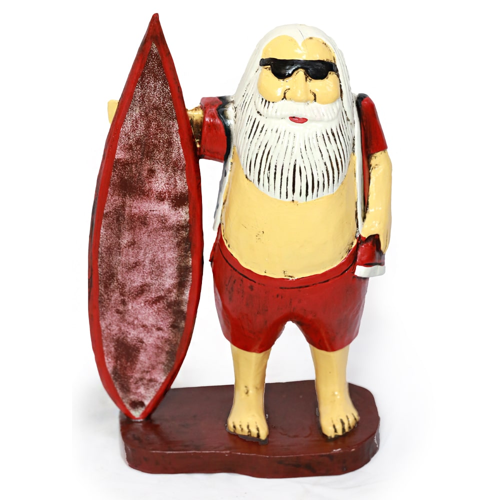 Weihnachtsmann als Surfer, 32 cm handgefertigt