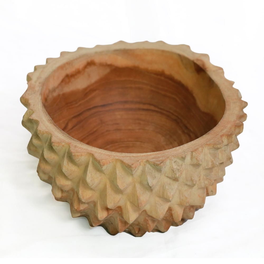Obstschale in Durian-Form aus Teakholz – Handarbeit von Bali
