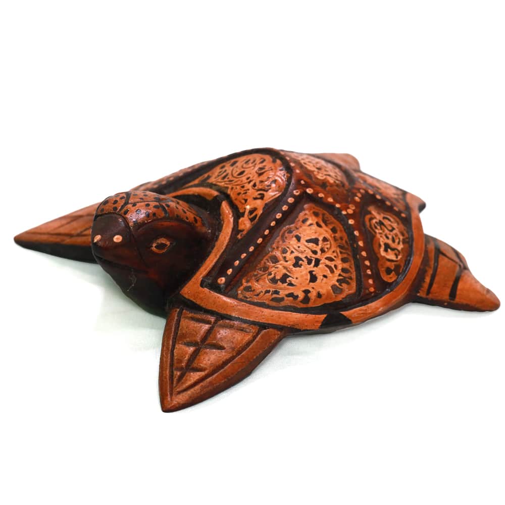 Handgeschnitzte Schildkröte aus Albesia-Holz, 15 cm, mit kunstvollem Muster