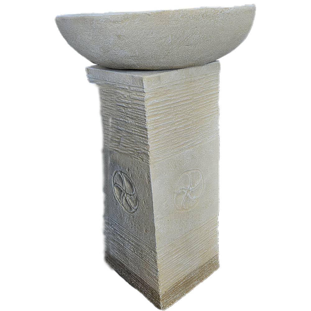 Decorative Bird Bath and Flower Bowl made of Artistic Concrete Cast, 110 cm high