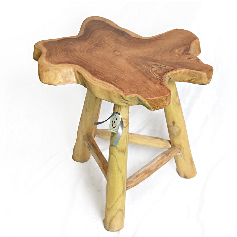 Alami Beistelltisch aus Teakholz-Baumscheibe, ca. 45 cm hoch, Ø ca. 45 cm