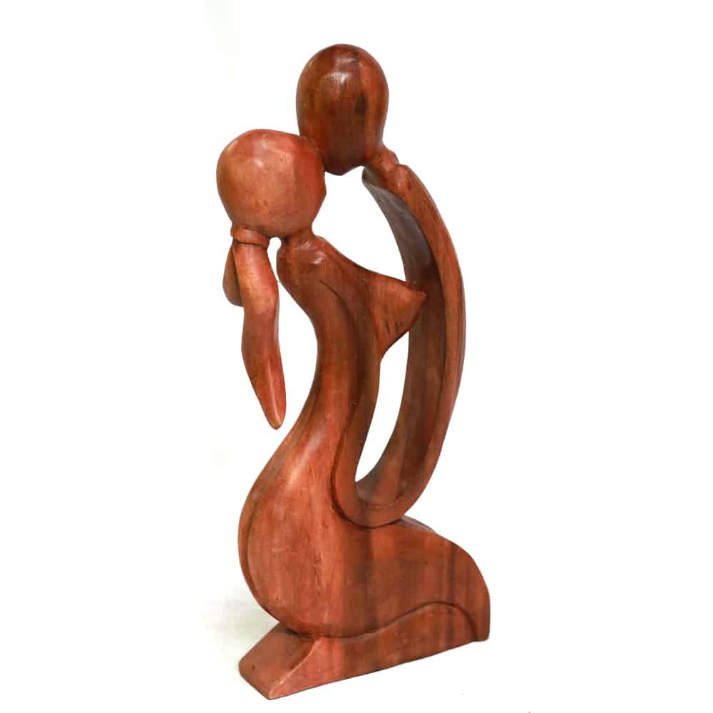 Asmara Sculpture "The Kissers" made of Teak Wood, 38 cm high