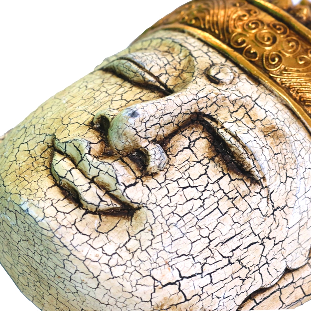 Buddha Wandmaske in Weiß mit Antik-Optik, 25 cm
