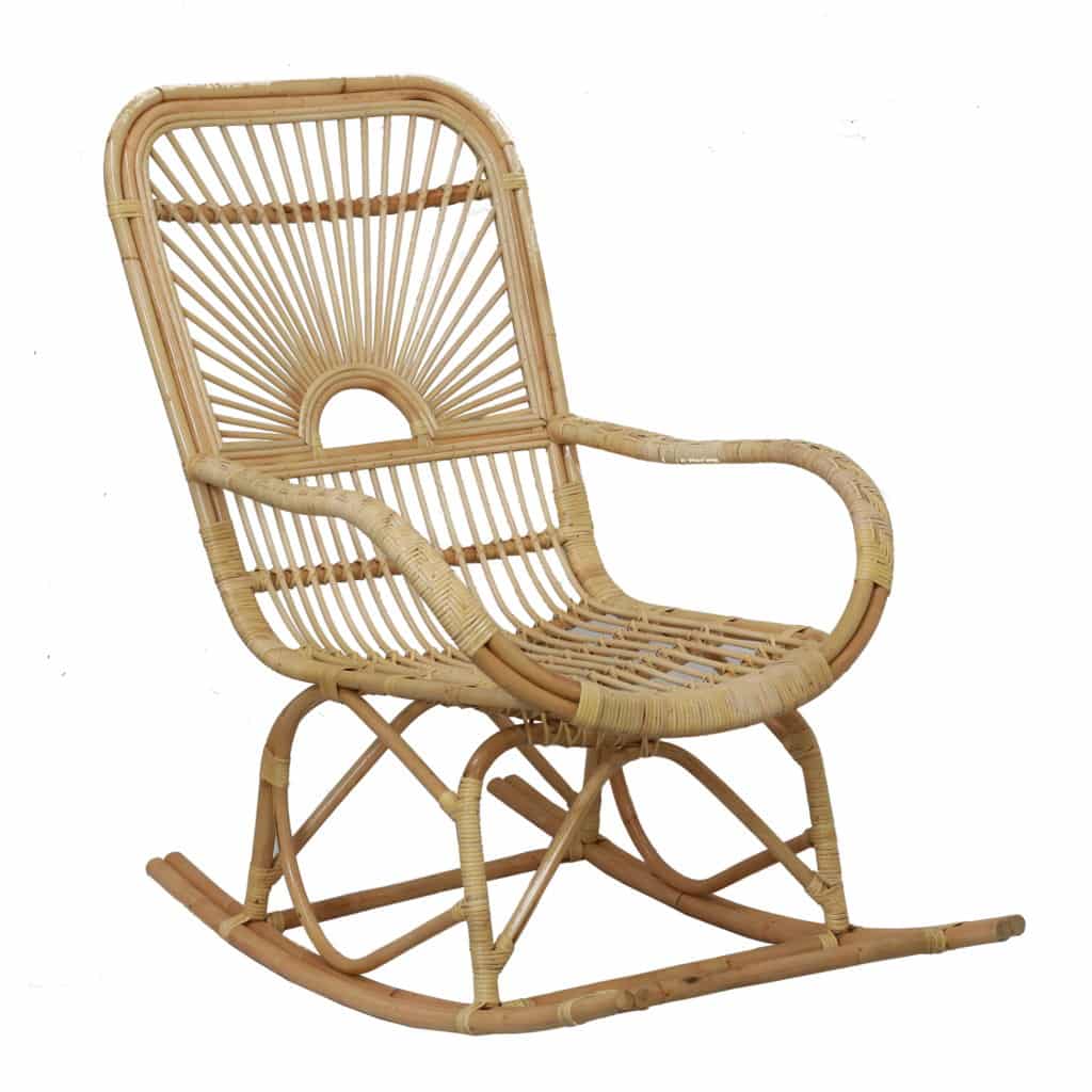 Großer Rattan-Schaukelstuhl mit Sitzkissen – Handgefertigt aus Bali