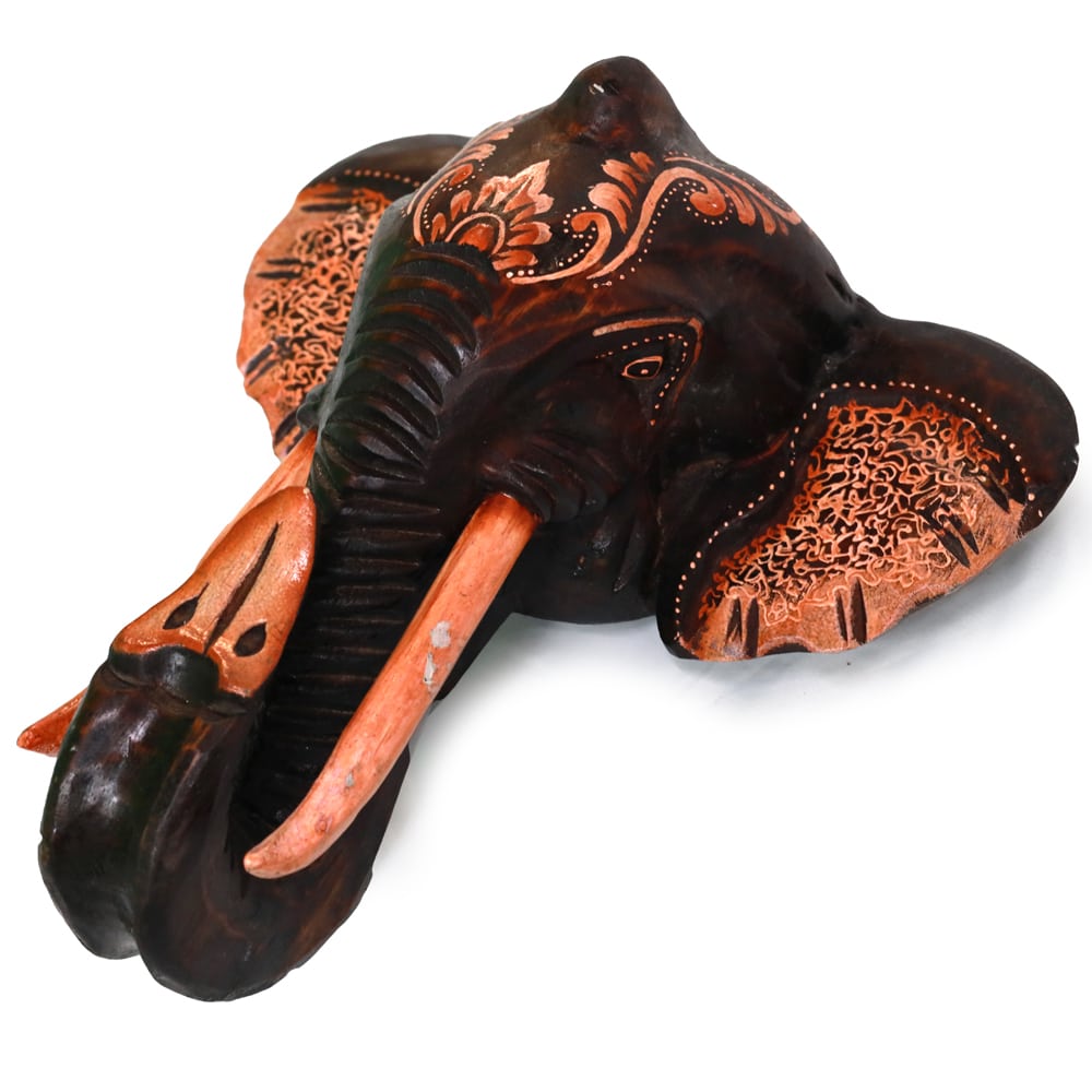 Elefantenkopf Wandmaske aus Suarholz, 30 cm
