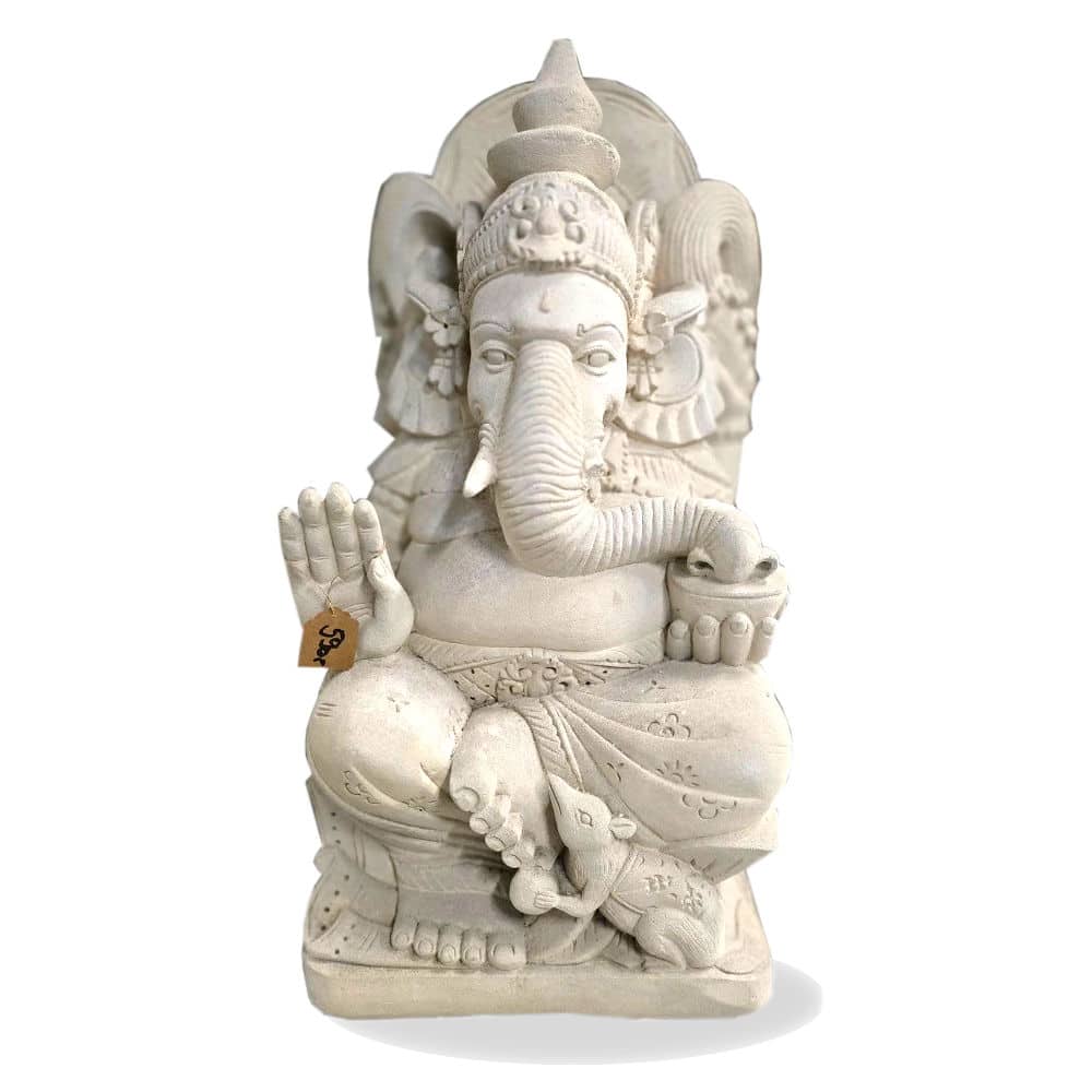 Handcrafted Ganesha Statue made of Limestone, 60 cm