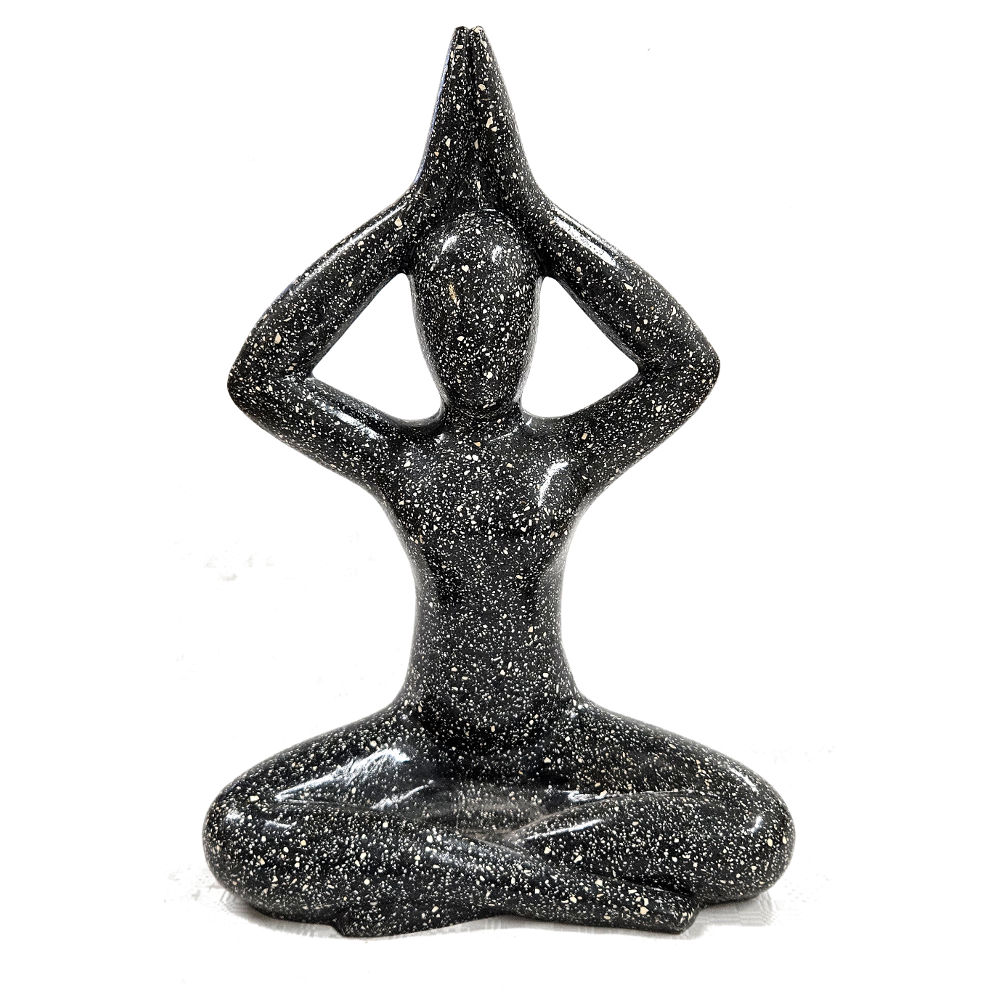 Elegant Yoga Figure Made of Black Stone Cast, 65 cm Tall