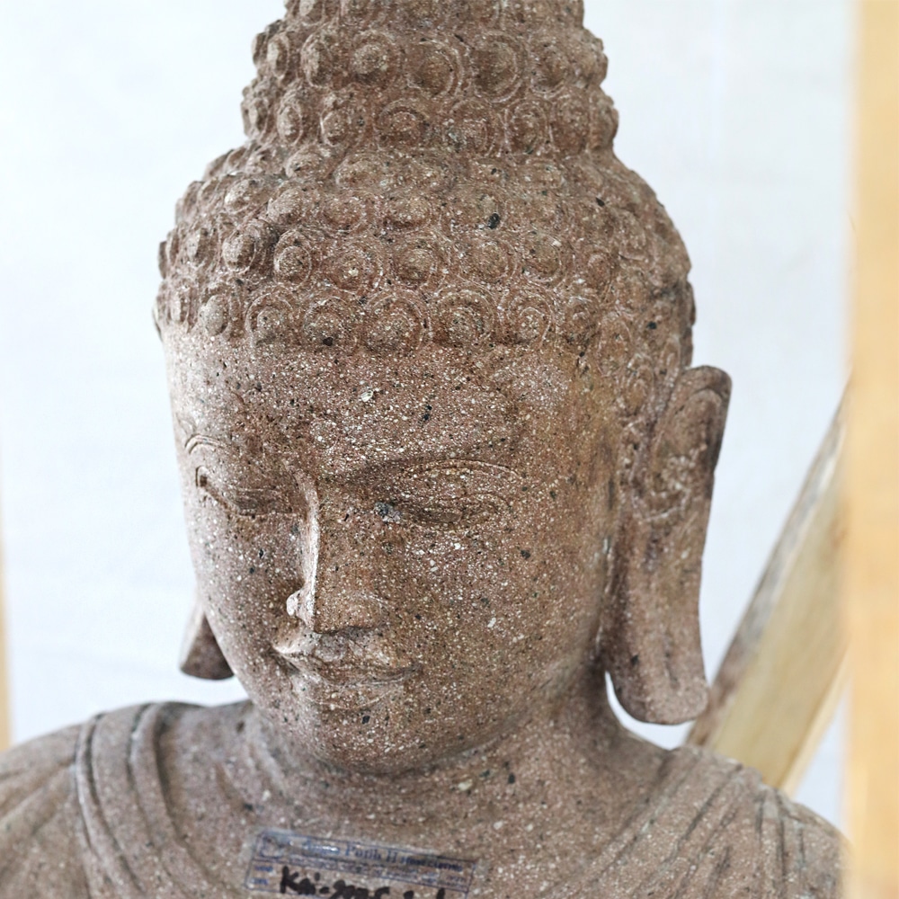 Sitting Buddha Figure made of Riverstone, 80 cm high