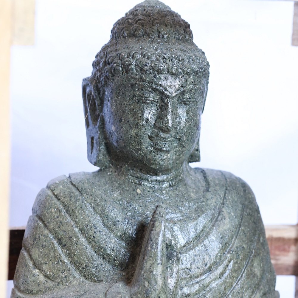 Sitting Buddha Figure Made of Balinese Greenstone, 80 cm