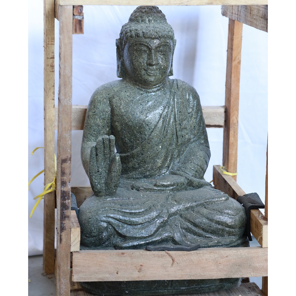 Handcrafted Buddha Figure Made of Balinese Greenstone, 50 cm