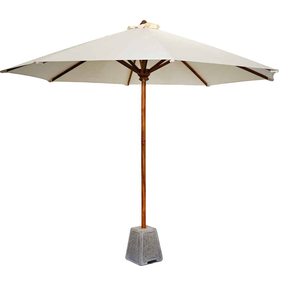 Großer Sonnenschirm aus massivem Teakholz, Ø 3,00 m – mit besonders strapazierfähigem Stoff