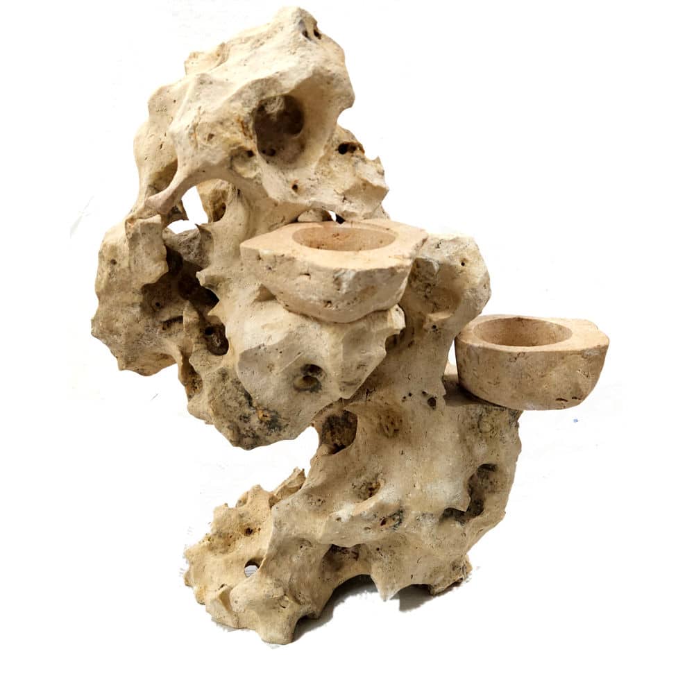 Einzigartiger Blumenhalter aus rosa Korallstein, 52x28x30 cm