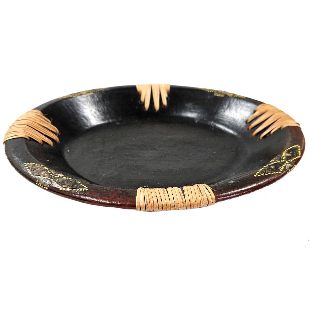 Ovale Keramikschale 44x36 cm mit Seegras-Dekor und balinesischem Muster