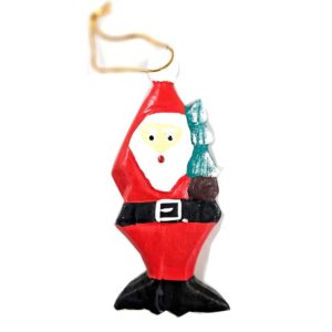 Weihnachtsmann Dekoanhänger aus Albesia-Holz, 13 cm