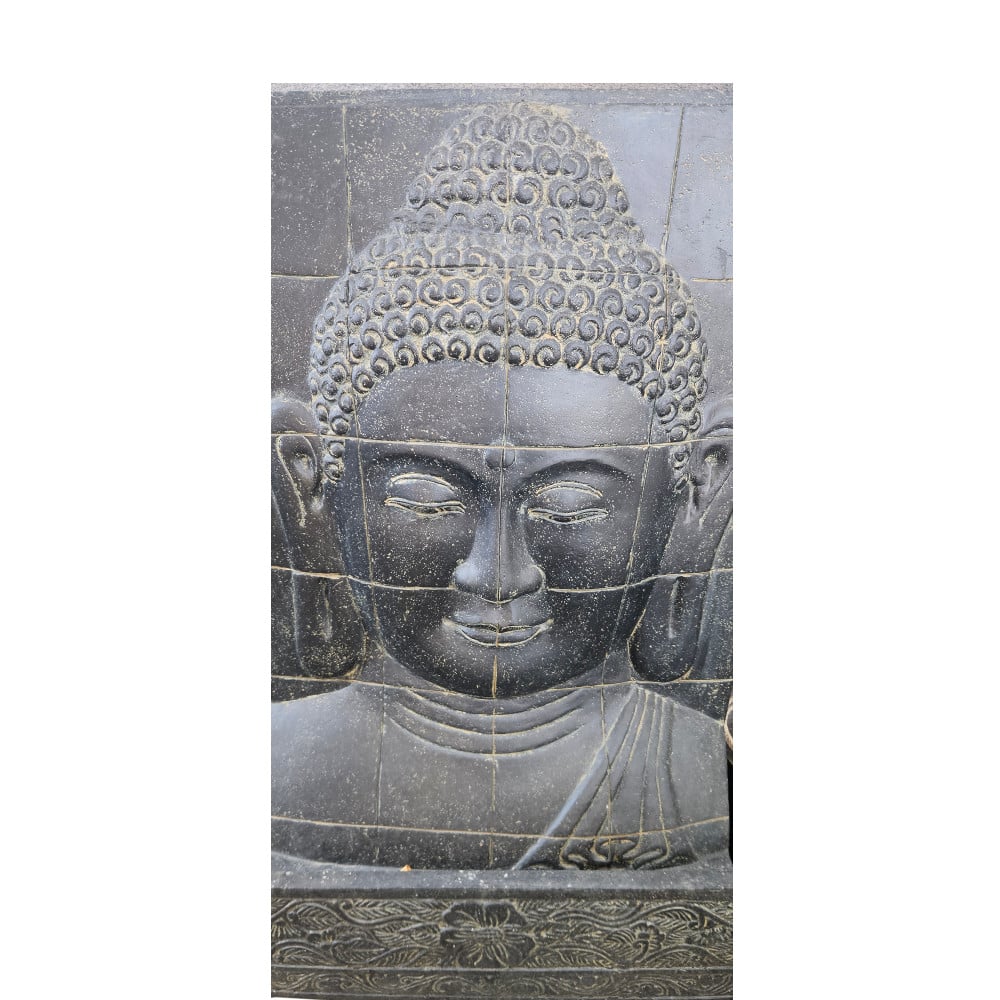 Dhamma Buddha-Wandbrunnen aus Betonguss, reliefartig, 150 × 120 cm