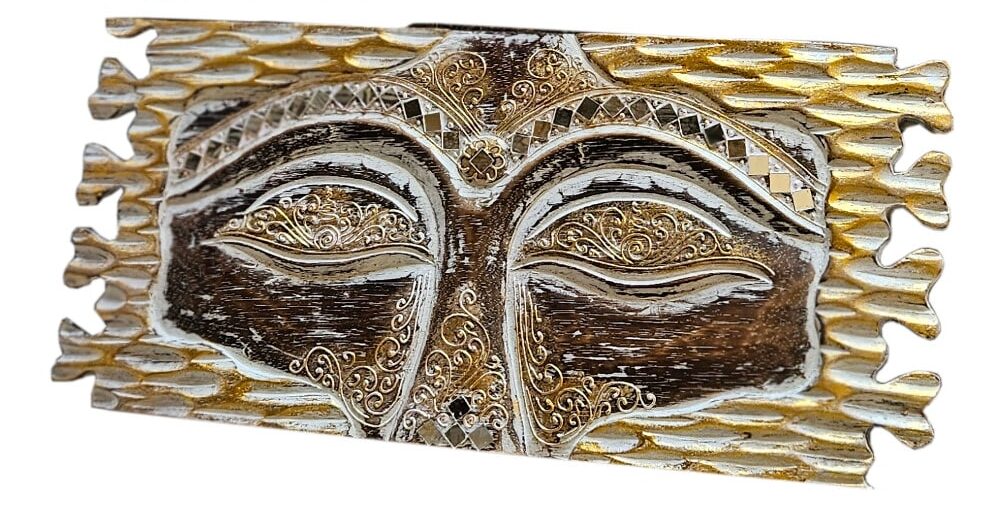 Matajiwa Buddha-Augen mit goldgelber Struktur und Mosaik, 40 × 20 cm