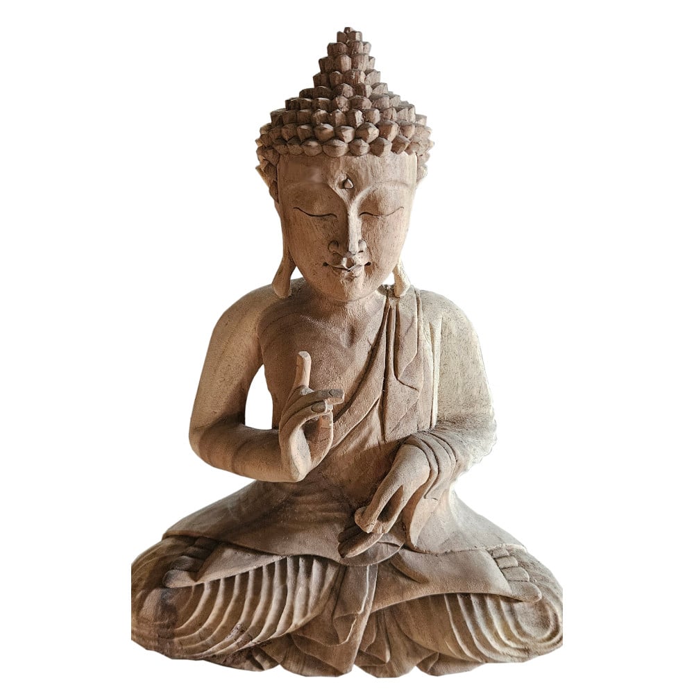 Sinar Buddha, 50 cm – hand-carved from Suar wood with Vitarka Mudra