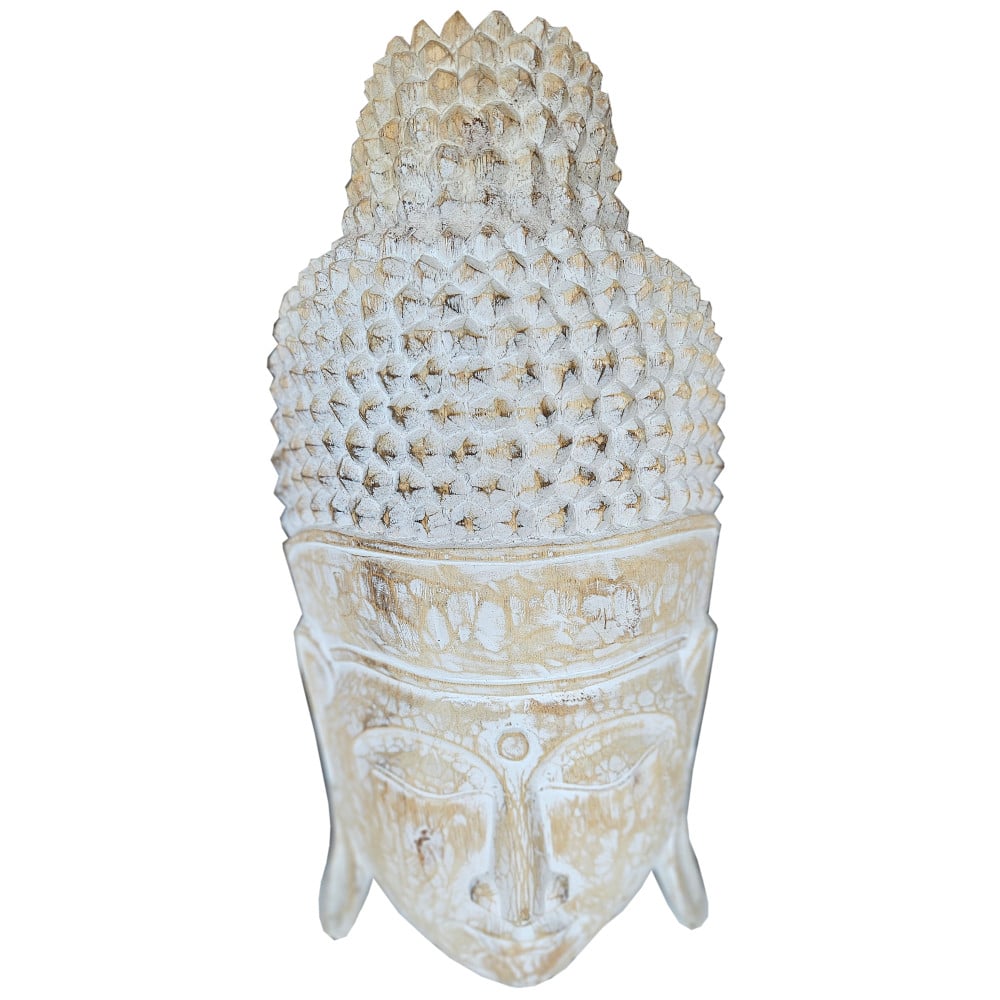 Buddha Wanddekoration „Schlafender Buddha“, 60x30 cm, White Washed