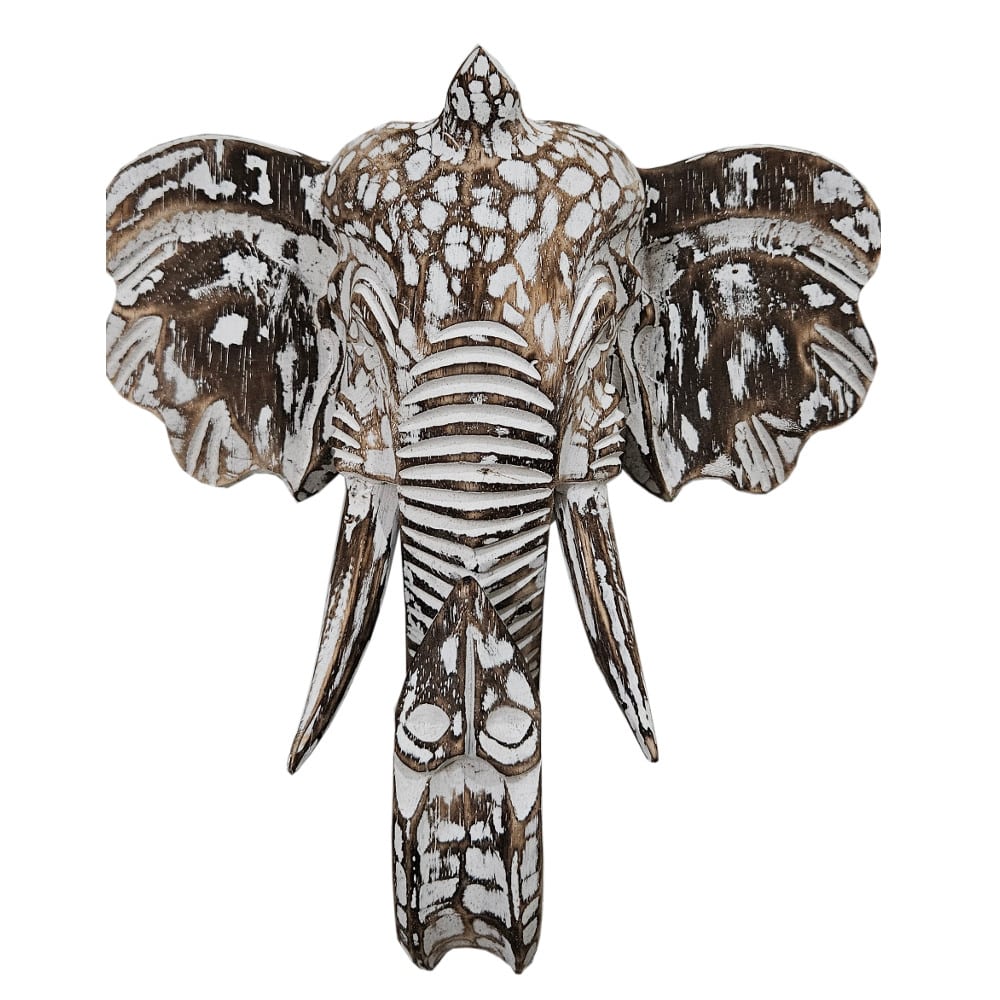 Gajah Elephant Wall Mask made of Albesia Wood, brown, 50 cm