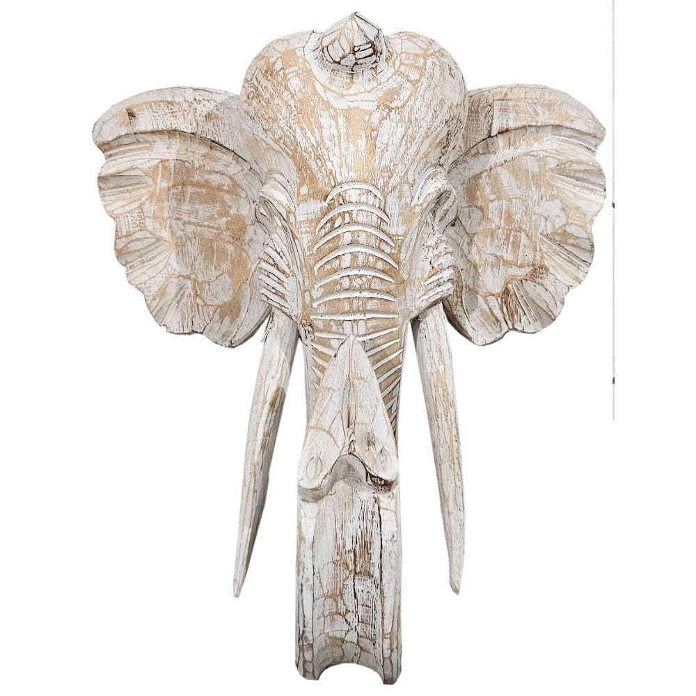 Gajah Elephant Wall Decoration made of Albesia Wood, brown, 30 cm