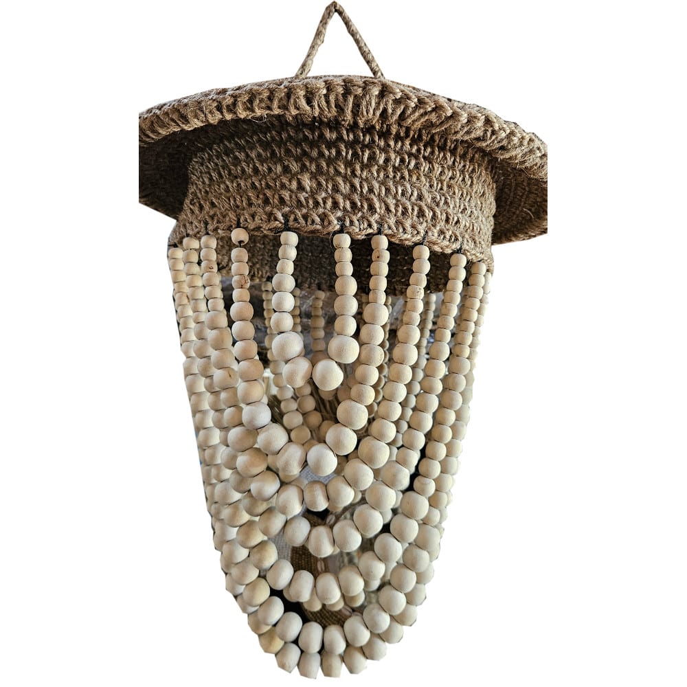 Jiwa Lampenschirm – Handgeknüpft aus Bananenfasern und Holzperlen